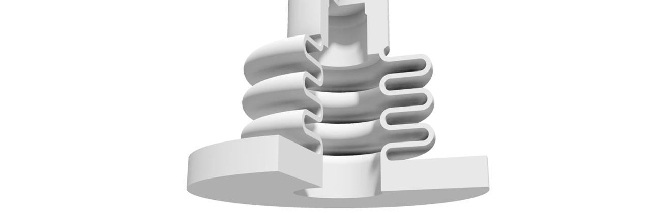 Ventilfaltenbalg mit runden oder spitzen Falten aus PTFE und Hochleistungskunststoffen | PTFE-CC